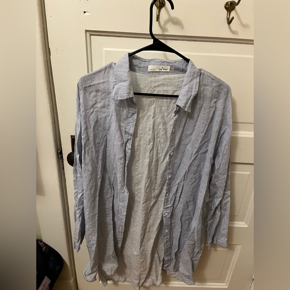 Light weight striped button down